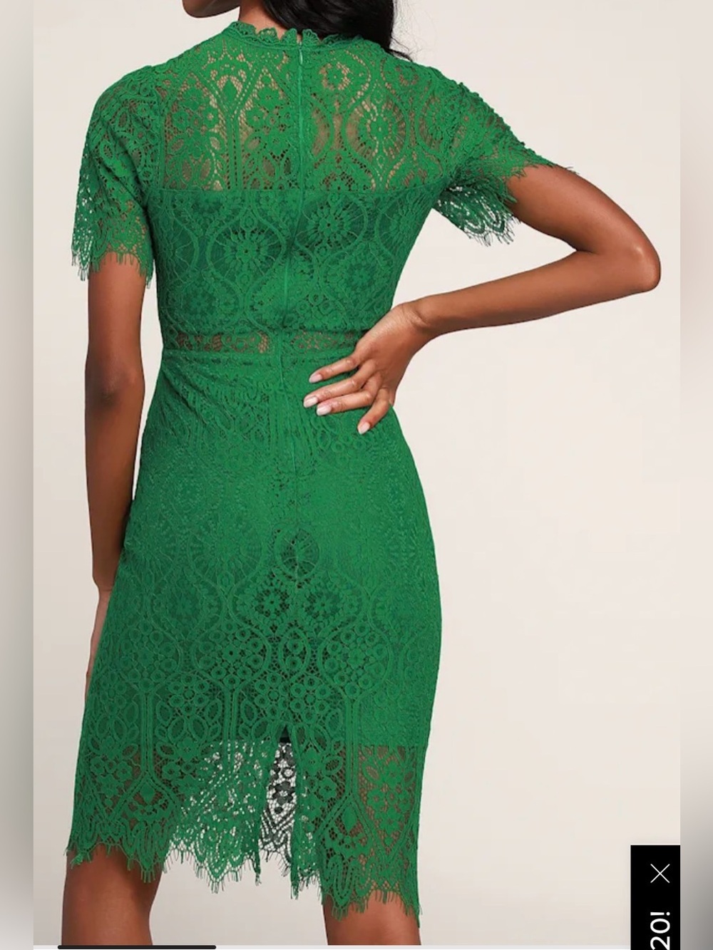 🟢 LULUS REMARKABLE GREEN SHEER LACE SHORT SLEEVE MINI DRESS - SIZE LARGE - NEW 🟢 - Picture 2 of 10